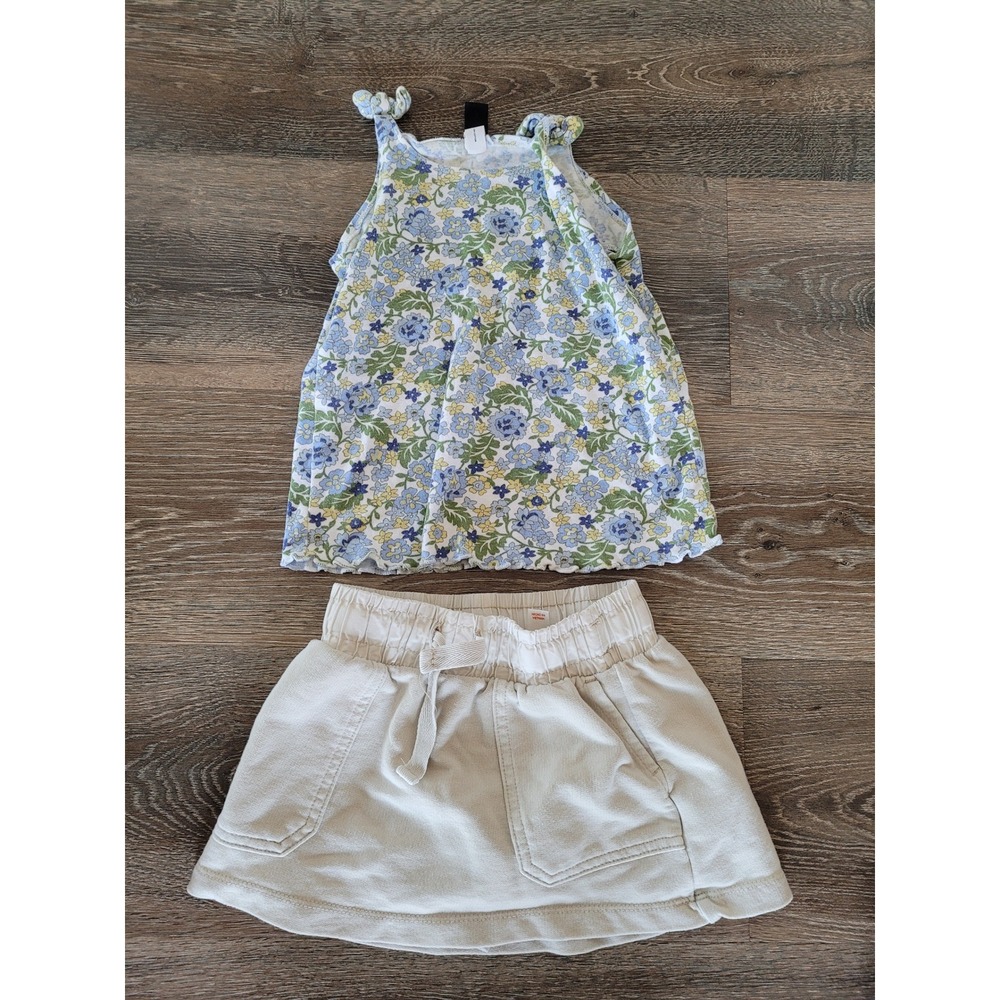 Baby Gap Cat‎ & Jack Girl's Outfit Set Floral Tank Top Skort Size XS 4/5 #7